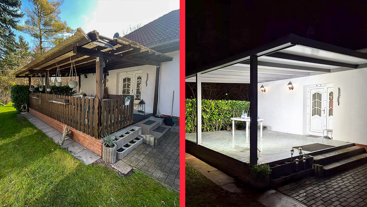 Montage einer großzügigen Terrassenüberdachung Brieselang