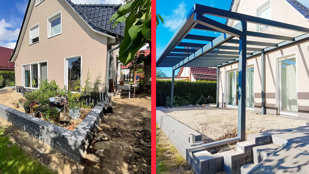 Montage der Terrassenüberdachung Ludwigsfelde