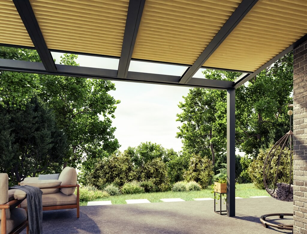 Offene überdachung mit Markise 4×3