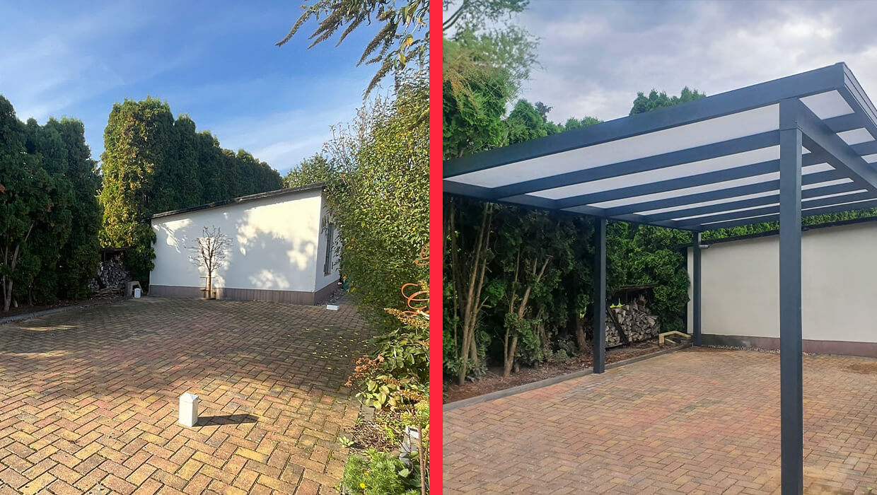 Montage der Polycarbonat Überdachung in Spremberg