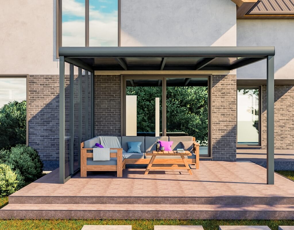 Terrassenüberdachung 4×4m Seitenwande