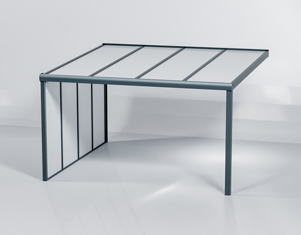 Terrassenüberdachung mit Seitenwand 4x4m