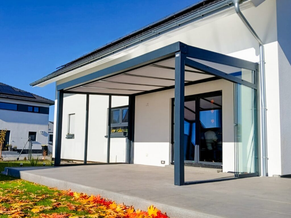 Montage der Terrassenüberdachung Nossen