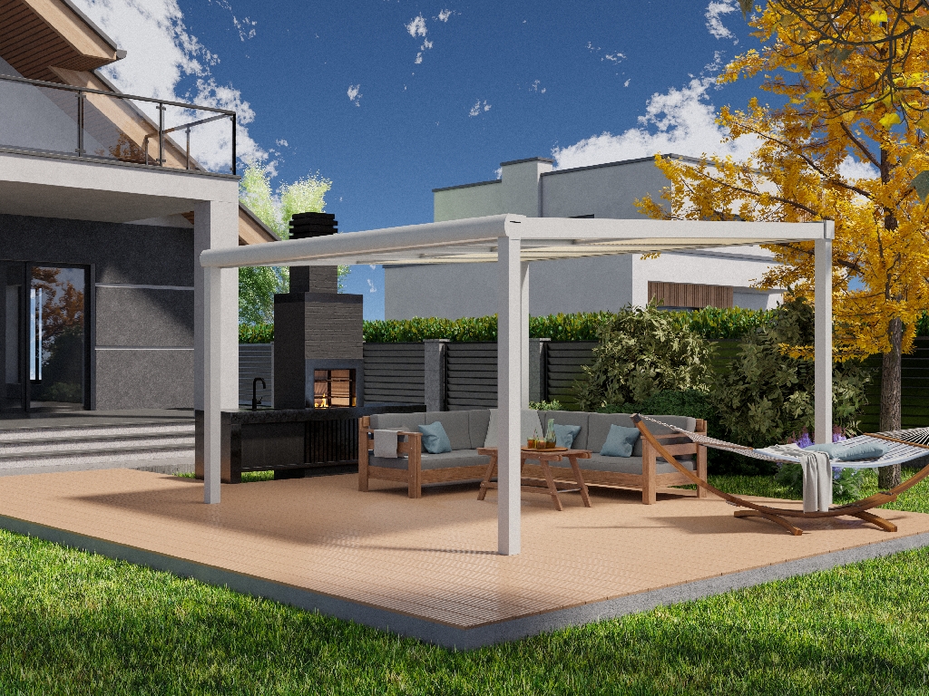 Terrassenüberdachung mit Markise Aluminium 4x4