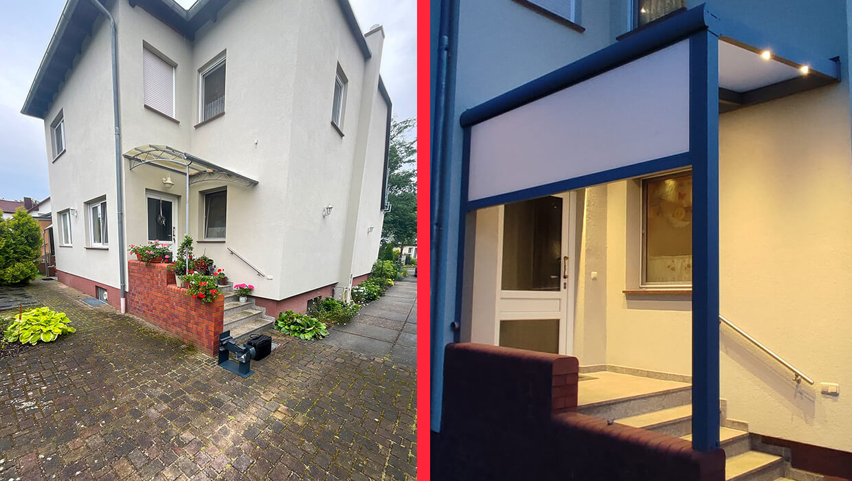 Eingangsüberdachung in Cottbus – nach Maß oder Fertigbausatz