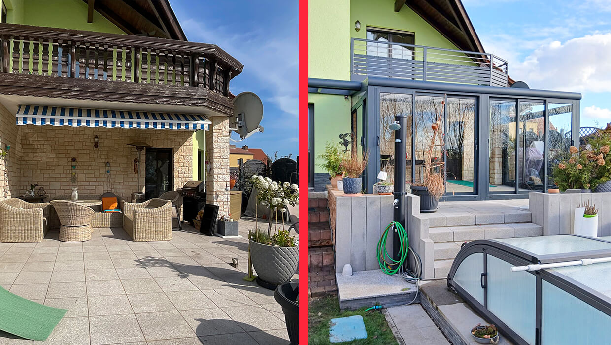 Montage einer Terrassenüberdachung in Bad Dürrenberg