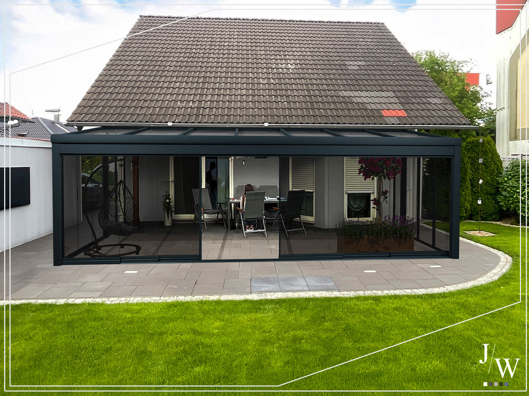 Visualisierung Wintergarten in Lübben – freistehend mit Heat-Block-Dach