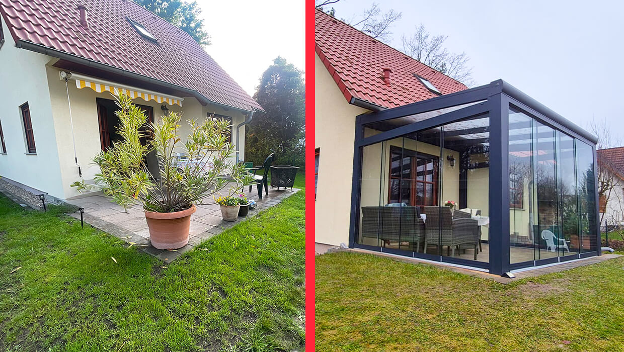 Terrassenüberdachung Neiße-Malxetal – montiertes Dach