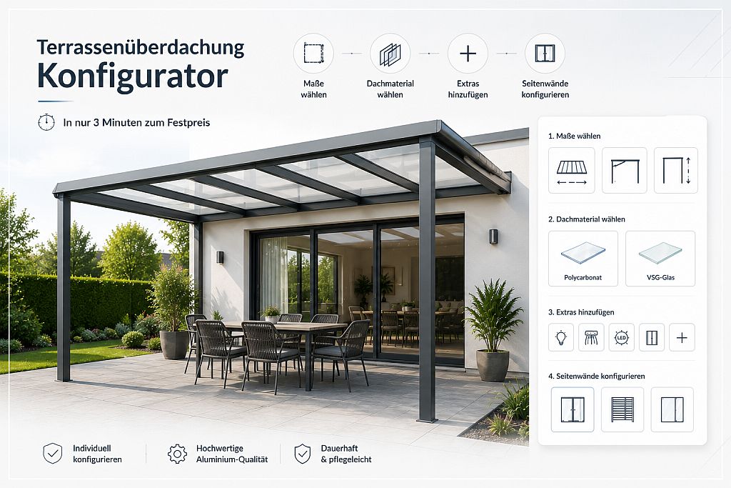Terrassenüberdachung Konfigurator zur individuellen Planung und Preisberechnung